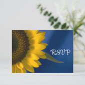 Sonnenblume auf Blue Wedding RSVP Karte (Stehend Vorderseite)