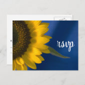 Sonnenblume auf Blue Wedding RSVP Response Einladungspostkarte (Vorne/Hinten)