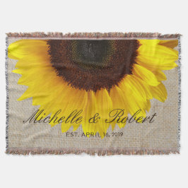 Sonnenblume auf Burlap Rustic Country Wedding Cust Decke
