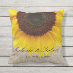 Sonnenblume auf Burlap Rustic Country Wedding Cust Kissen Für Draußen