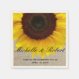 Sonnenblume auf Burlap Rustic Country Wedding Cust Serviette