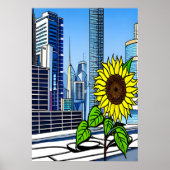 Sonnenblume auf dem Dach der Stadt | AI Art Poster (Vorne)