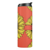 Sonnenblume auf dem Monogramm-Namen des Solid Back Thermosbecher (Nach links gedreht)