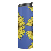 Sonnenblume auf dem Monogramm-Namen des Solid Back Thermosbecher (Nach links gedreht)