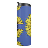 Sonnenblume auf dem Monogramm-Namen des Solid Back Thermosbecher (Nach rechts gedreht)