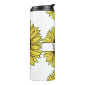 Sonnenblume auf dem Monogramm-Namen des Solid Back Thermosbecher (Nach links gedreht)