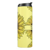 Sonnenblume auf dem Monogramm-Namen des Solid Back Thermosbecher (Nach links gedreht)