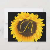 Sonnenblume auf der Black Response Card RSVP Karte (Vorderseite)