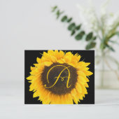 Sonnenblume auf der Black Response Card RSVP Karte (Stehend Vorderseite)