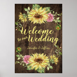 Sonnenblume auf der rustikalen Waldlandhochzeit Poster