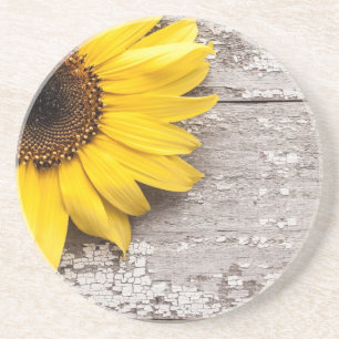 Sonnenblume auf einem Holztisch Untersetzer