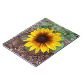 Sonnenblume auf einem Notebook Notizblock (Linke Seite)