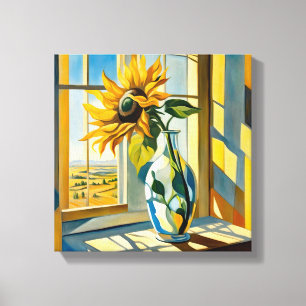 Sonnenblume auf einem Windows Leinwanddruck