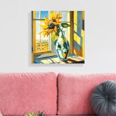 Sonnenblume auf einem Windows Leinwanddruck (Insitu (Wohnzimmer))