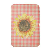 Sonnenblume auf Gingham Badematte (Vorderseite Vertikal)