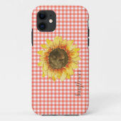 Sonnenblume auf Gingham Case-Mate iPhone Hülle (Rückseite)