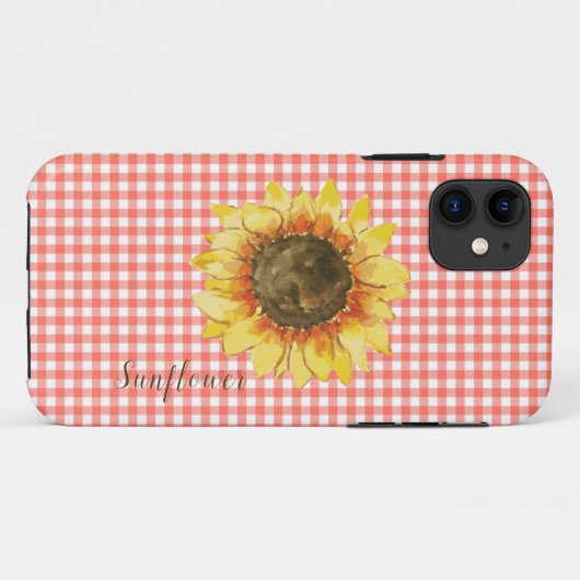 Sonnenblume auf Gingham Case-Mate iPhone Hülle (Rückseite (Horizontal))