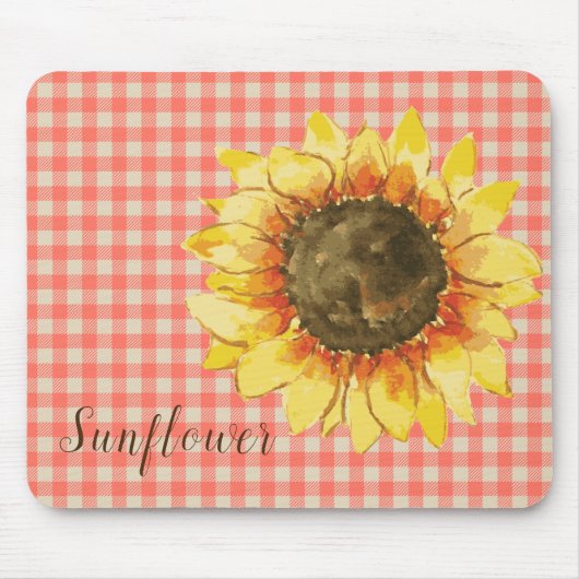 Sonnenblume auf Gingham Mousepad (Vorne)
