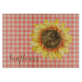 Sonnenblume auf Gingham Schneidebrett