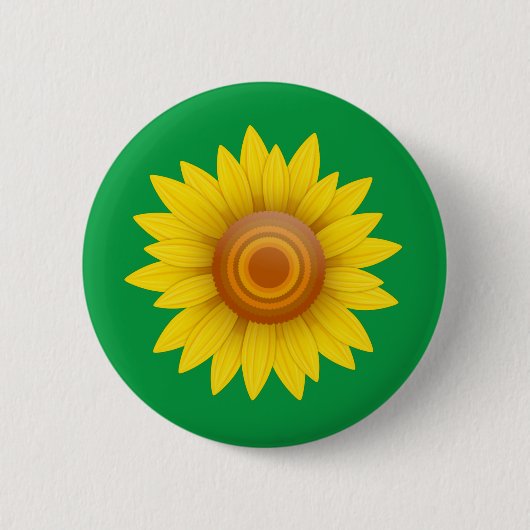 Sonnenblume auf Grün Button (Vorderseite)