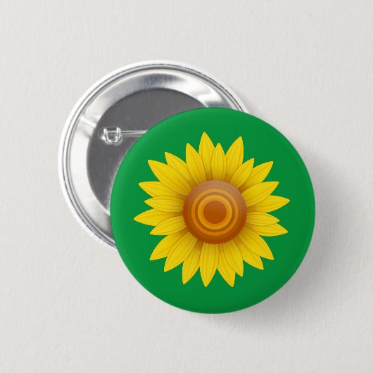 Sonnenblume auf Grün Button (Vorne & Hinten)