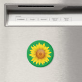 Sonnenblume auf Grün Magnet (In Situ (Geschirrspüler))