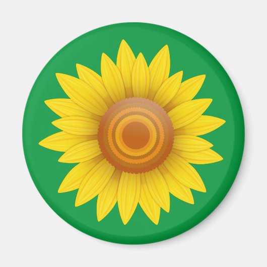 Sonnenblume auf Grün Magnet (Vorne)