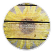Sonnenblume auf Holz Keramikknauf (Vorderseite)