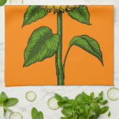 Sonnenblume auf Orange Geschirrtuch (Gefaltet)