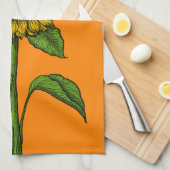 Sonnenblume auf Orange Geschirrtuch (Viertel Falte)