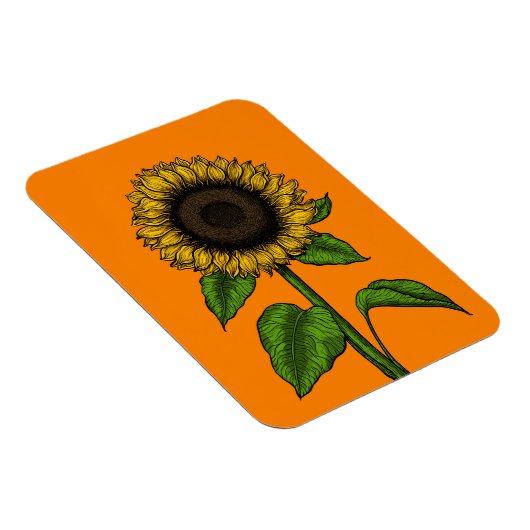 Sonnenblume auf Orange Magnet (Rechte Seite)