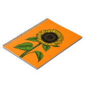 Sonnenblume auf Orange Notizblock (Linke Seite)
