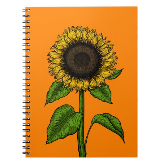Sonnenblume auf Orange Notizblock (Vorderseite)