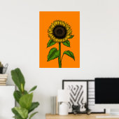 Sonnenblume auf Orange Poster (Heimbüro)