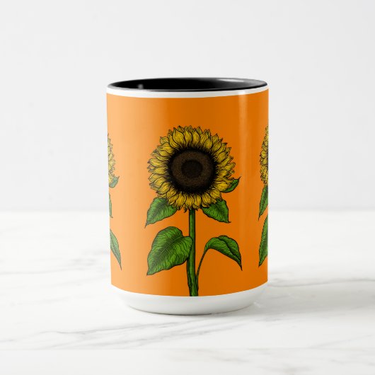 Sonnenblume auf Orange Tasse (Zentrum)