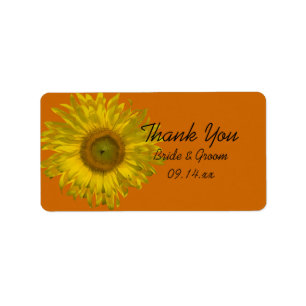 Sonnenblume auf Orange Wedding Danke Ihnen für Tag Adressaufkleber