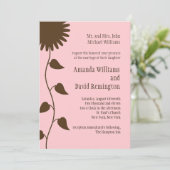 Sonnenblume auf rosa Einladung zur Hochzeit (Stehend Vorderseite)