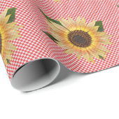 Sonnenblume auf rotem und weißem Gingham Geschenkpapier (Rolleneckpunkt)