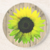 Sonnenblume auf rustikalem Holz Getränkeuntersetzer (Vorne)