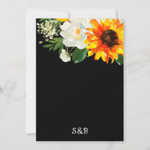 Sonnenblume auf Schwarz Ändern Sie das Datum 2 Einladung (Rückseite)