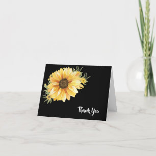 Sonnenblume auf schwarz dankeskarte