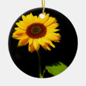 Sonnenblume auf schwarzem Hintergrund Keramikornament (Vorne)