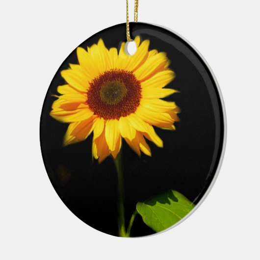 Sonnenblume auf schwarzem Hintergrund Keramikornament (Links)