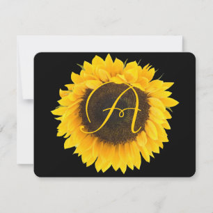 Sonnenblume auf schwarzer Antwortkarte RSVP Karte
