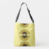 Sonnenblume auf Solid Monogram Name Tragetaschen Mit Langen Trägern (Rückseite)
