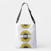 Sonnenblume auf Solid Monogram Name Tragetaschen Mit Langen Trägern (Rückseite)