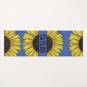 Sonnenblume auf Solid Monogram Name Yogamatte (Vorderseite (Horizontal))