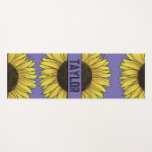 Sonnenblume auf Solid Monogram Name Yogamatte (Vorderseite (Horizontal))