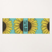 Sonnenblume auf Solid Monogram Name Yogamatte (Vorderseite (Horizontal))