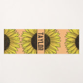 Sonnenblume auf Solid Monogram Name Yogamatte (Vorderseite (Horizontal))